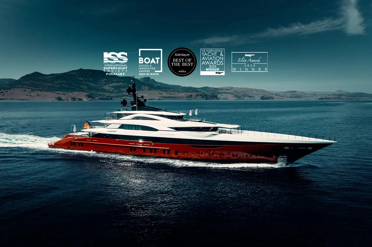Bilgin 263 Leona (Leona is a vision of daring elegance on the water. Her striking red hull and bullet-like silhouette create an unforgettable profile, combining breathtaking beauty with award-winning design.

Striking presence. Unmatched performance. Command the sea in an icon of design.
Awarded Motor Yacht Over 60 Metres at the 2024 International Yacht & Aviation Awards and recipient of Outstanding Exterior Design at the BOAT International Design & Innovation Awards, Leona is not only an engineering triumph but a design icon.)
